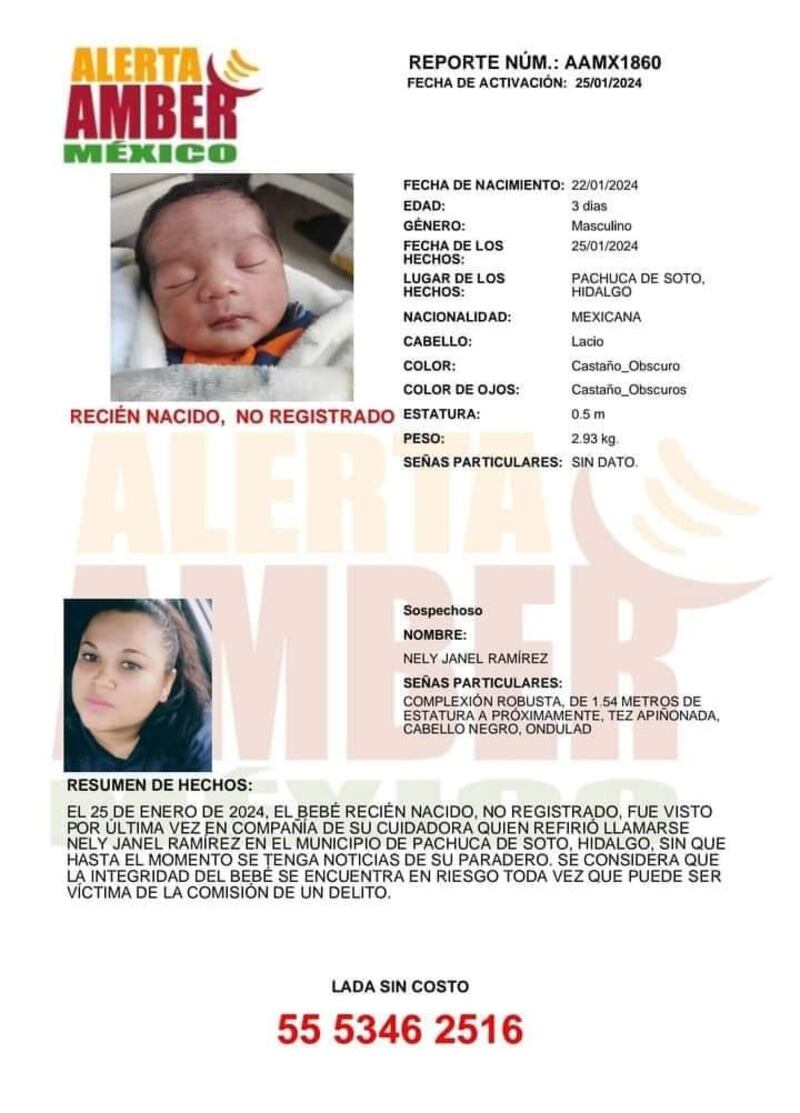 Cuidadora droga a familia y se roba a bebé de cuatro días de nacido en Pachuca, Hidalgo