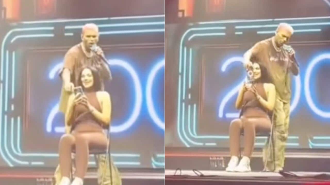 Chris Brown lanza celular de una fan al estilo de Bad Bunny