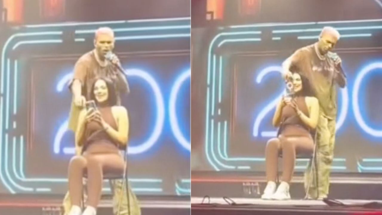 Chris Brown lanza celular de una fan al estilo de Bad Bunny