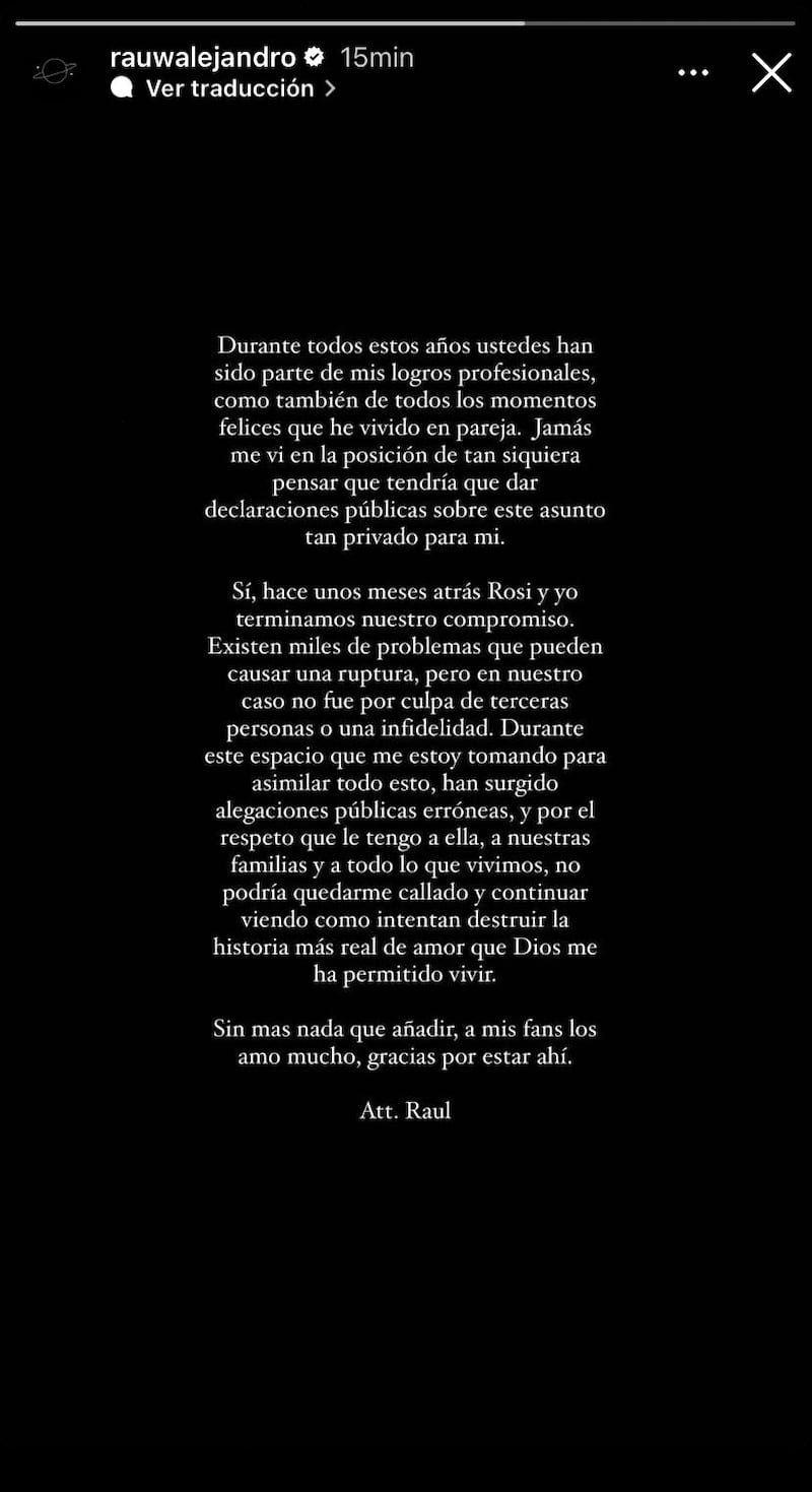 Rauw Alejandro confirma que relación con Rosalía terminó hace meses