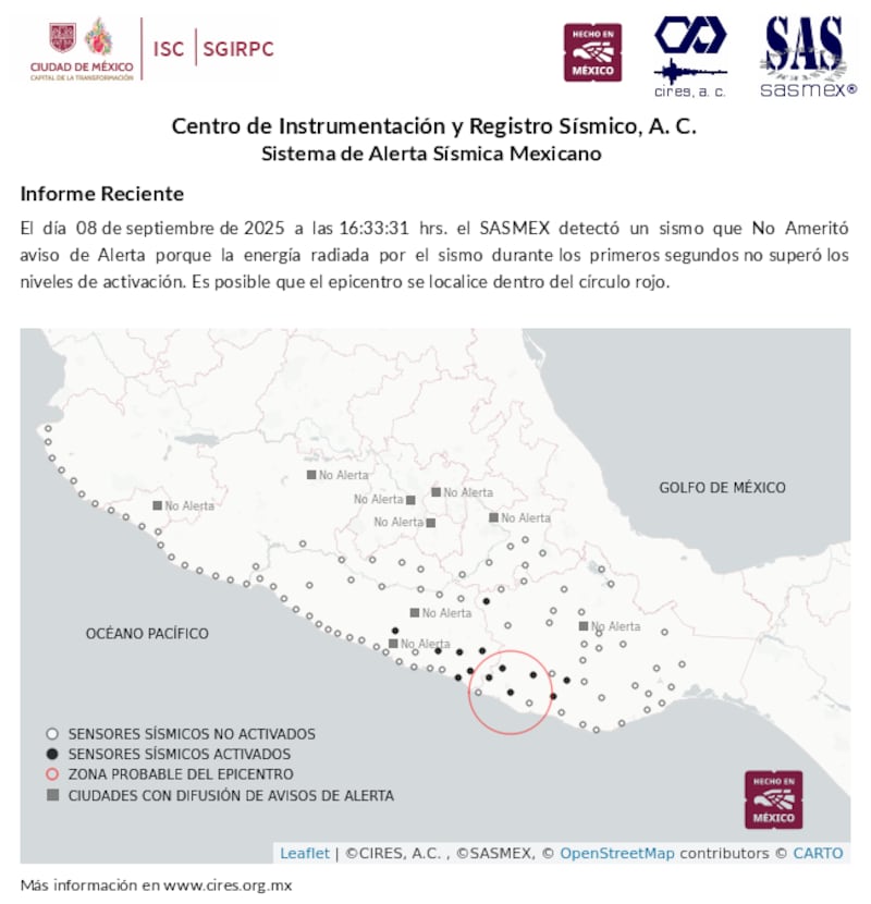 SASMEX monitoreo sismo