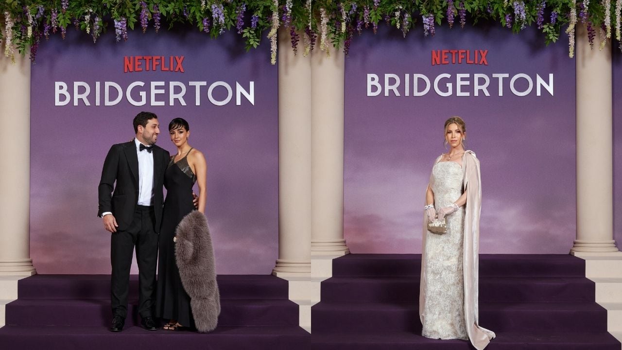 Ale Capetillo y Andy Benavides en la alfombra roja de la cuarta temporada de 'Bridgerton'