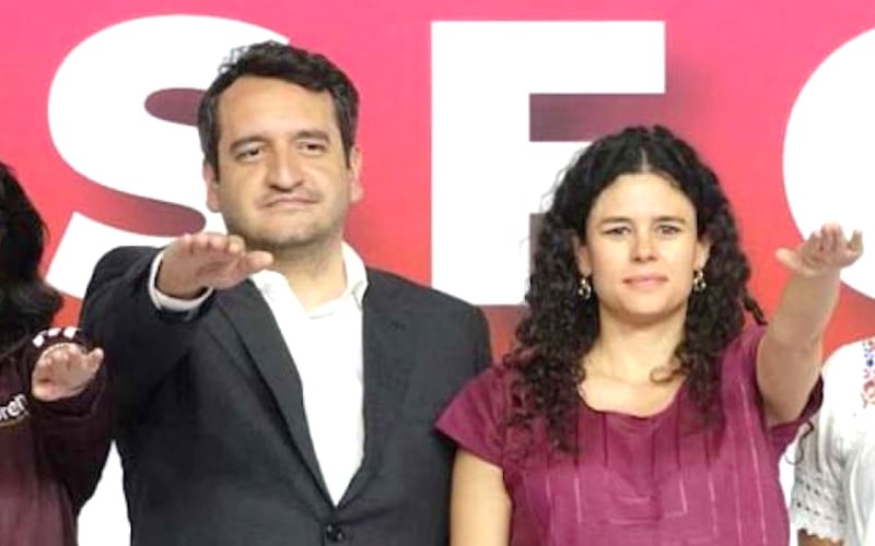 Luisa María Alcalde y Andy López Beltrán
