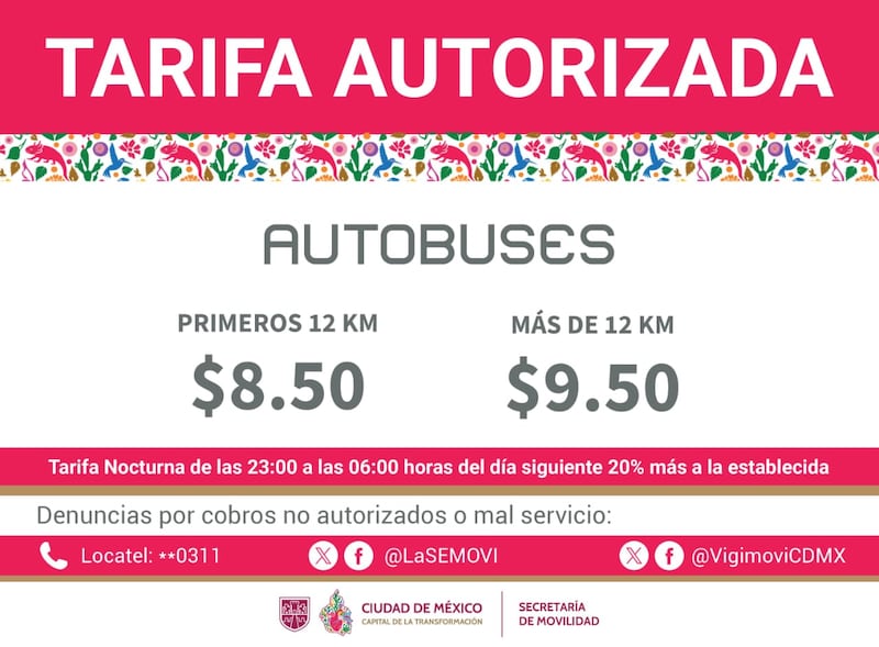 Tarifa de transporte en CDMX.