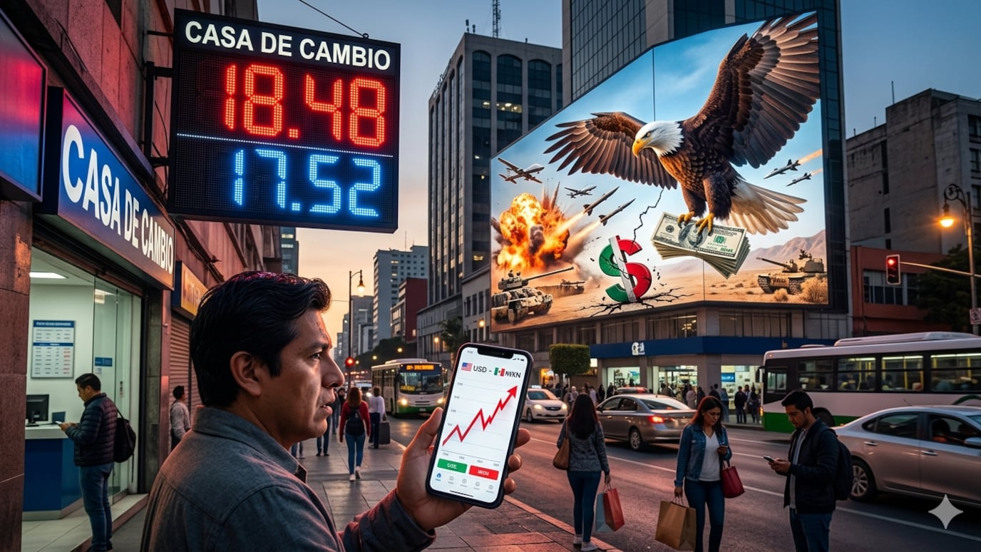 El peso cayó 0.28% y el dólar avanzó 0.17% tras ataques que elevan el riesgo de más conflicto.