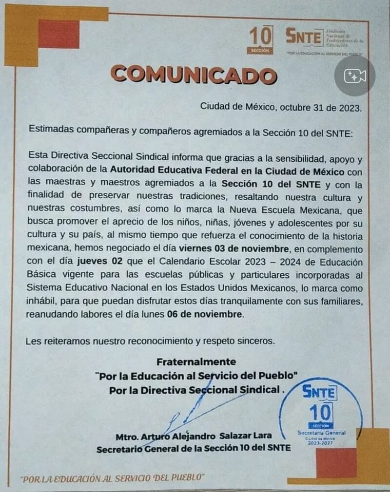 El regreso a las actividades será hasta el próximo 6 de noviembre. (Especial)