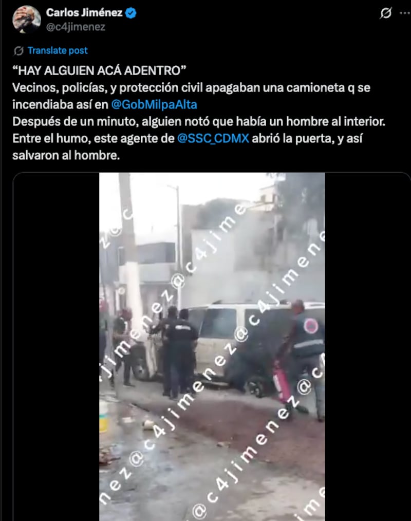 Rescatan a hombre de quemarse vivo