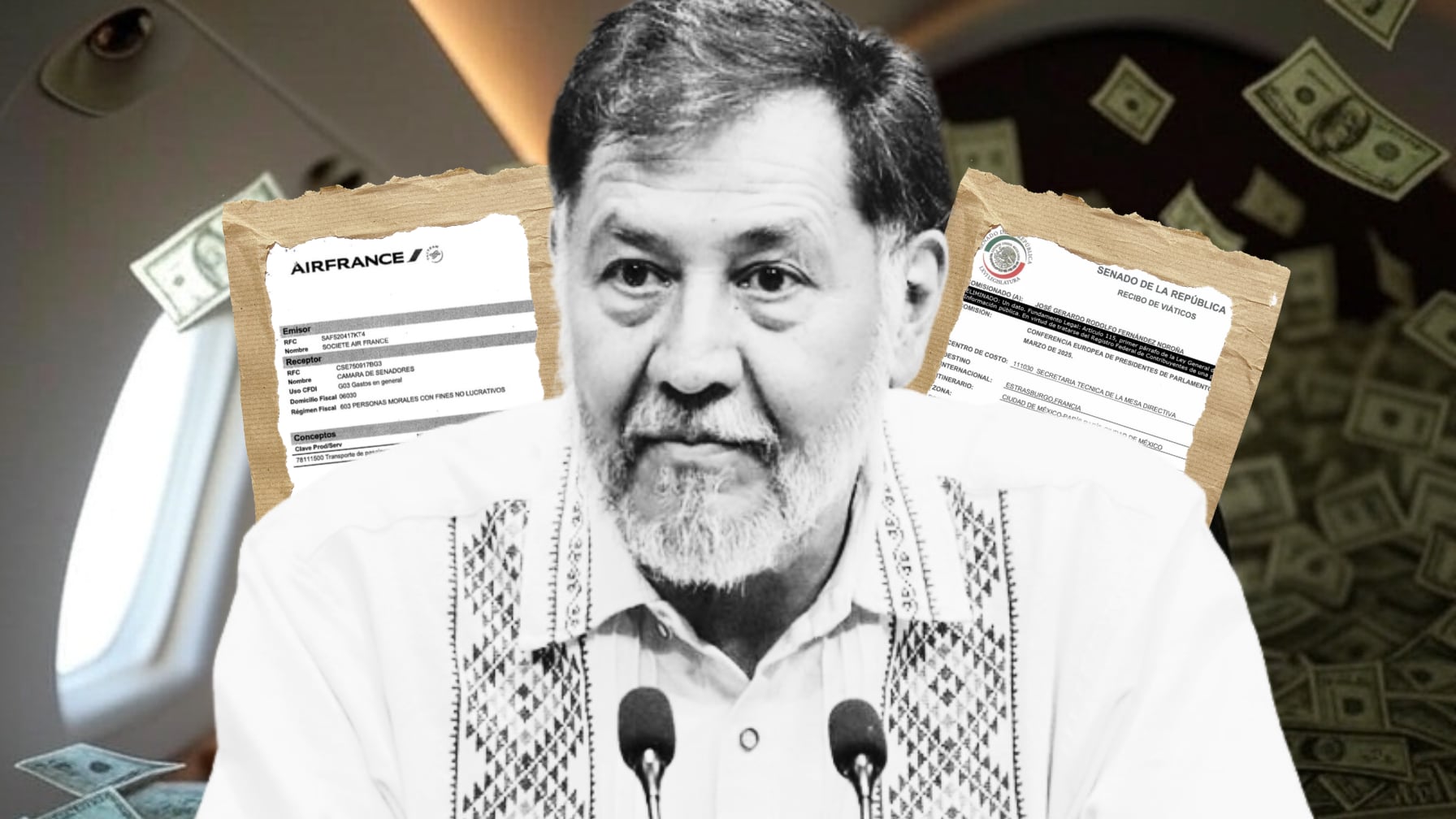 Gerardo Fernández Noroña voló en clase ejecutiva a París y pagó la diferencia; el Senado solo cubrió clase turista.