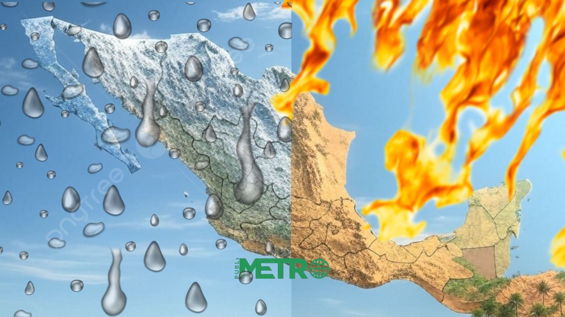 Frente frío 31 y onda de calor dividen el clima en México con temperaturas de -15 a 45 grados