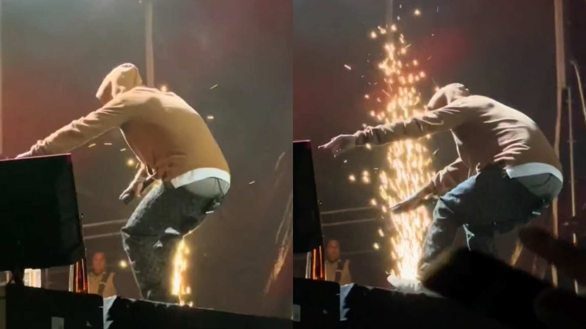 Natanael Cano cae del escenario durante concierto en Metepec