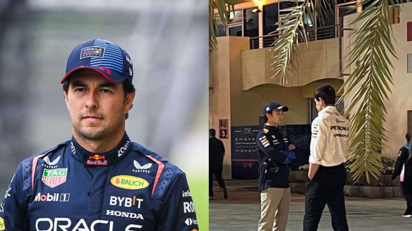 Checo Pérez con Toto Wolf de Mercedes