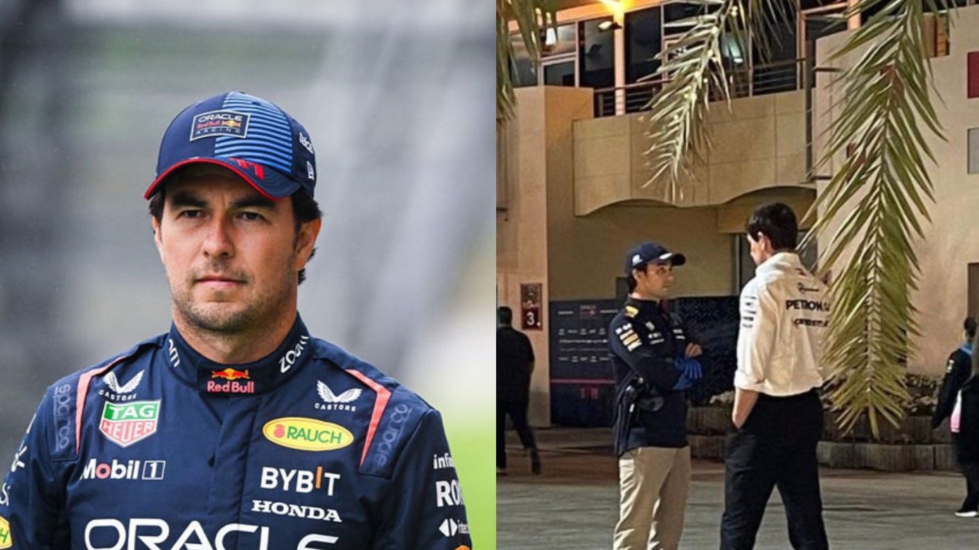 Checo Pérez con Toto Wolf de Mercedes