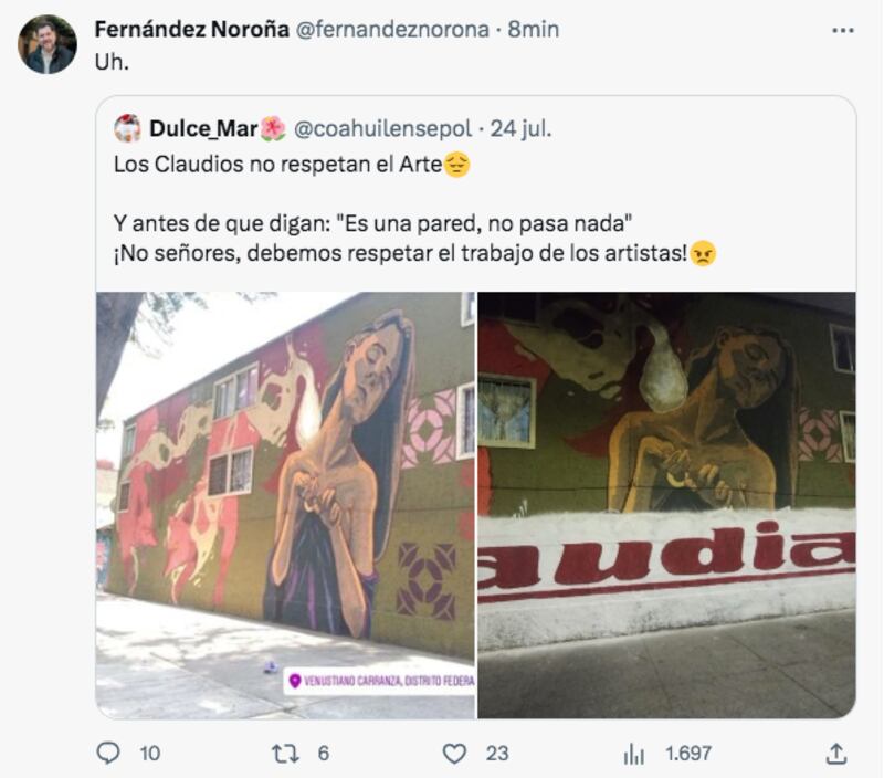 Sheibaum defiende el arte urbano tras reporte de barda