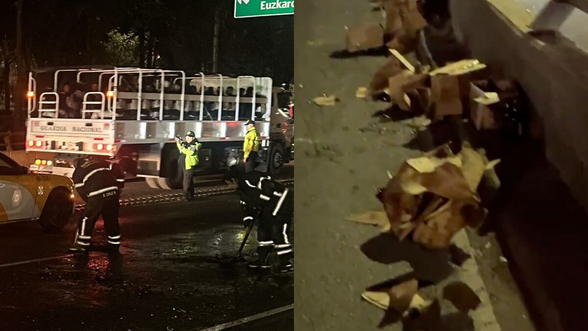 Accidente en Circuito Interior: Tráiler cargado de cerveza vuelca y provoca caos vial