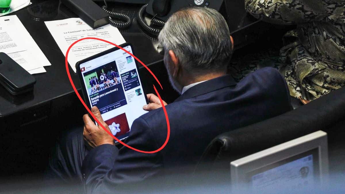 Champions en el Senado: Adán Augusto no se pierde ni un partido; lo cachan viendo fútbol otra vez