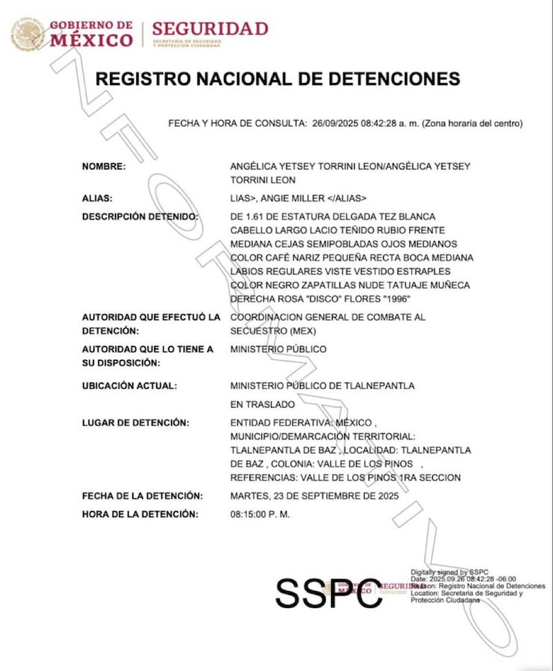 Detención de Angie Miller