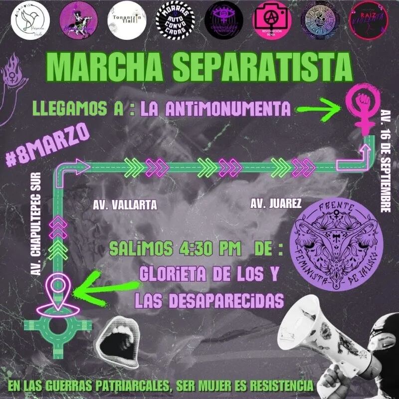 "Marcha Separatista" en el marco del 8M en Guadalajara. ESPECIAL