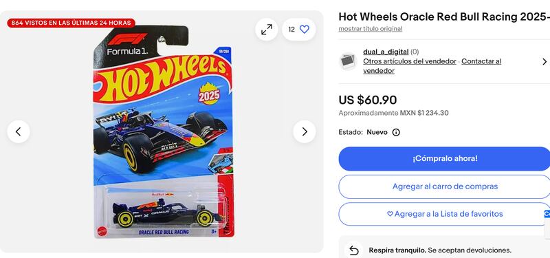 Auto coleccionable de Checo ya se vende en páginas como Amazon y EBay.