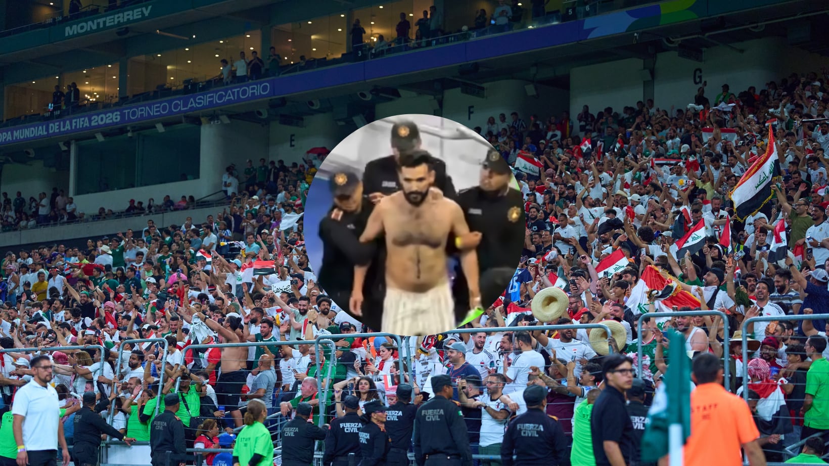 Aficionado de Irak fue detenido.