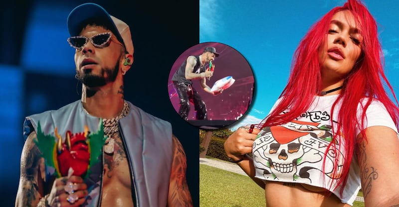 Anuel AA besa la foto de Karol G