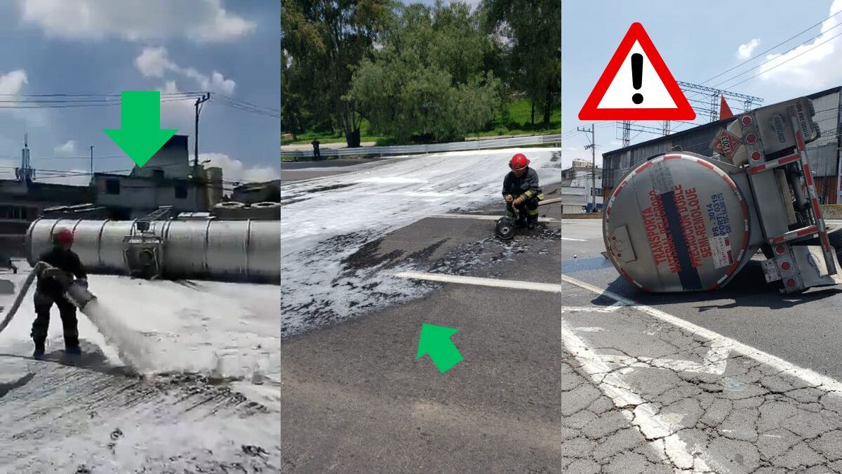 Video autopista México-Pachuca: Volcadura de pipa con combustible afecta Tlalnepantla; alternativa vial