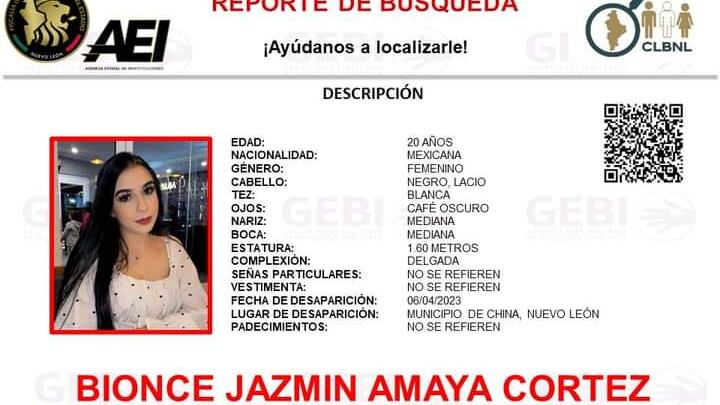 Presuntamente Bionce fue vista por última vez en China, aunque el GPS de su celular señala que estaba en Montemorelos.