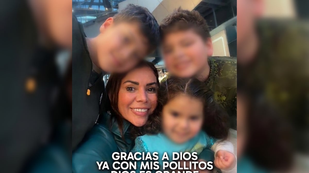 Karina Barrón y sus hijos