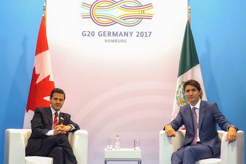 Peña Nieto y Trudeau confían en lograr buen acuerdo en renegociación del TLCAN