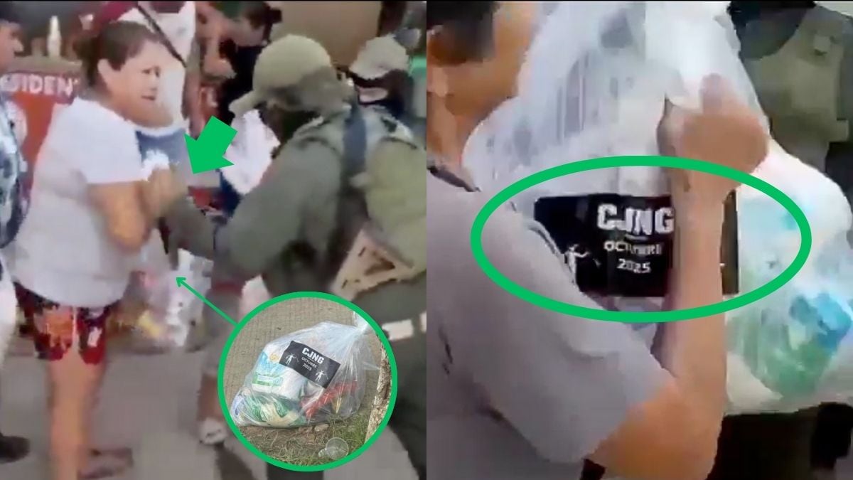 ¿Las mandó El Mencho? Reparten despensas con logo del CJNG a damnificados en Veracruz