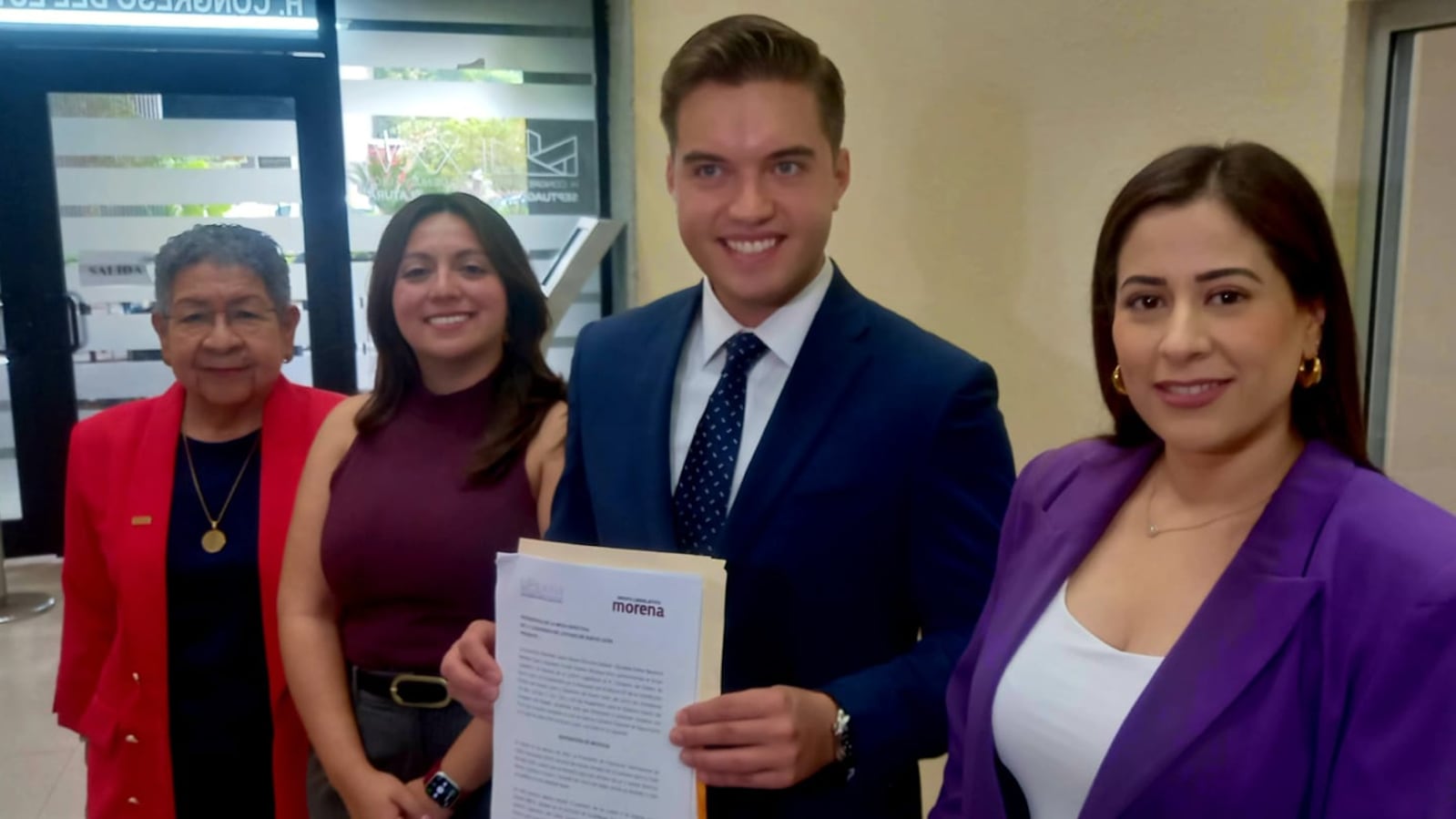Jesús Elizondo, Berenice Martínez, Greta Barra y Reyna Reyes, diputados de Morena.