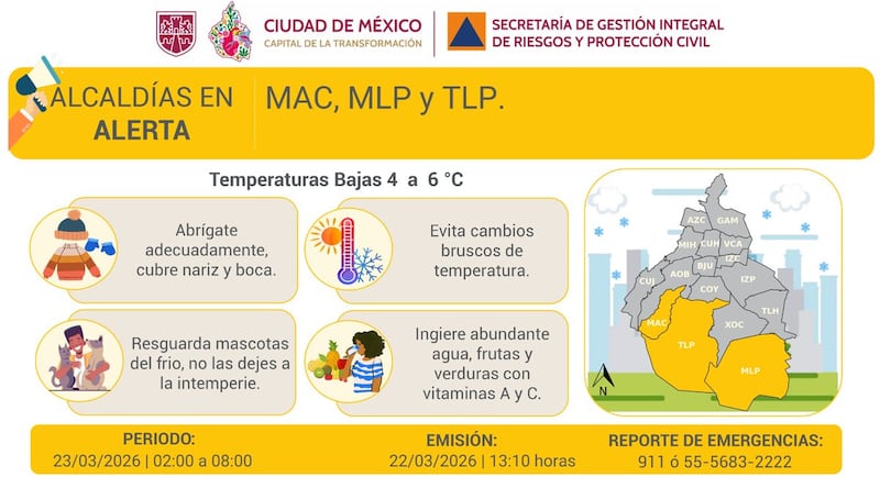 CDMX bajas temperaturas en alcaldías