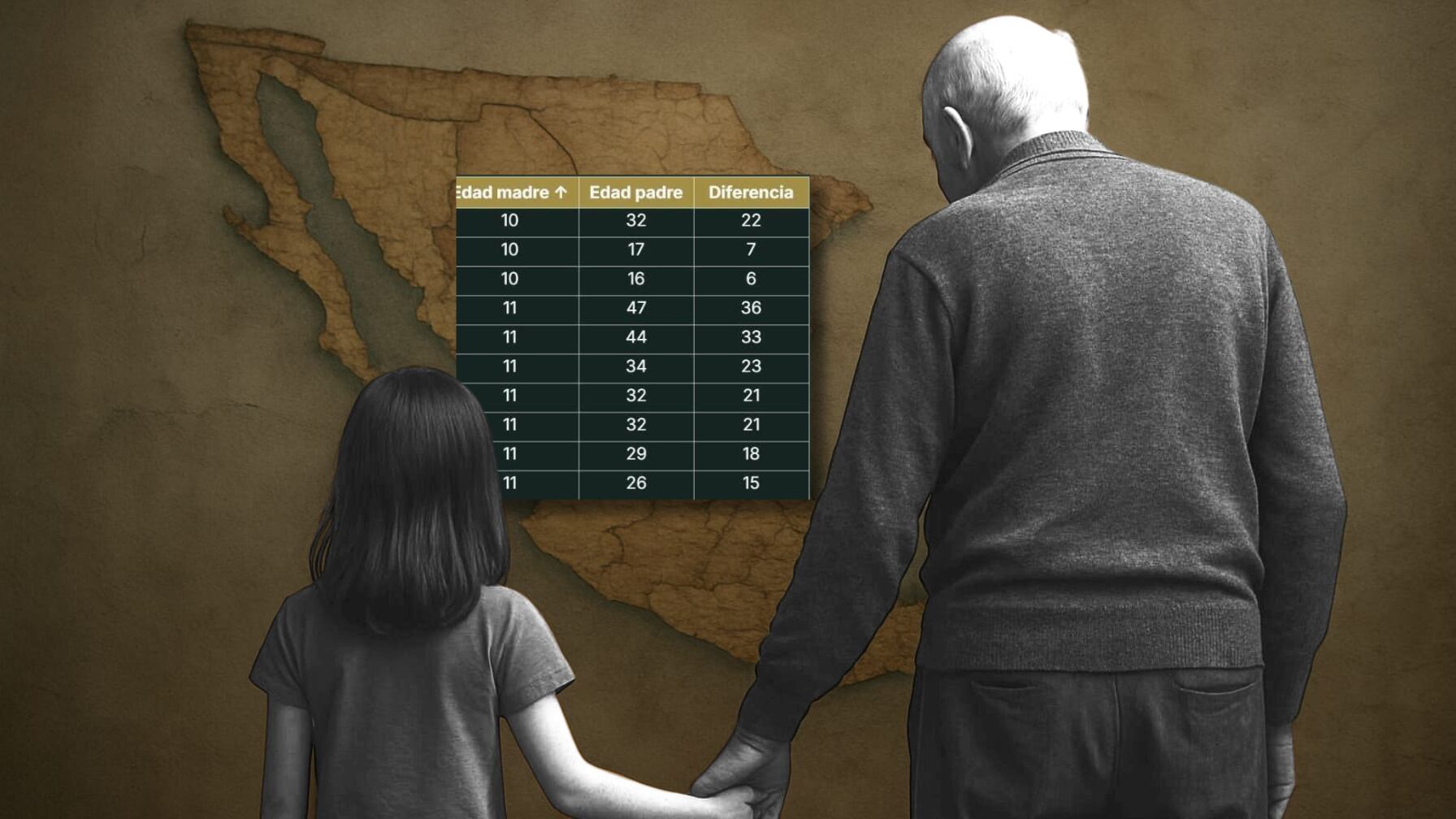 Gráficas de nacimientos en México 2024 muestran casos de niñas madres y padres ancianos, generando indignación en redes sociales.