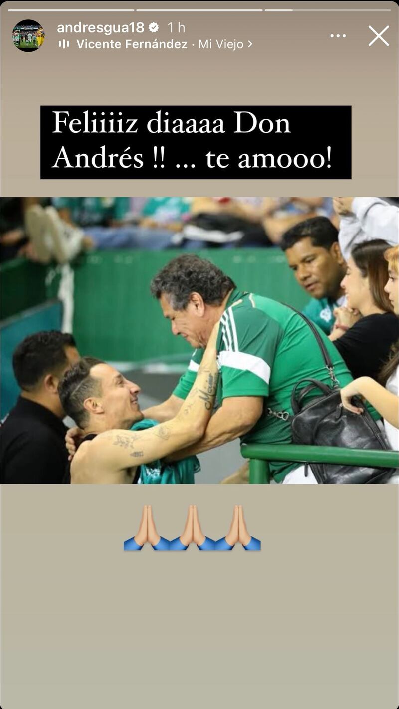 Andrés Guardado felicita a su padre a través de redes sociales. Imagen: @andresgua18.