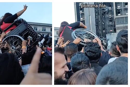 Fan en silla de ruedas es cargada hasta la primera fila para disfrutar de Rammstein