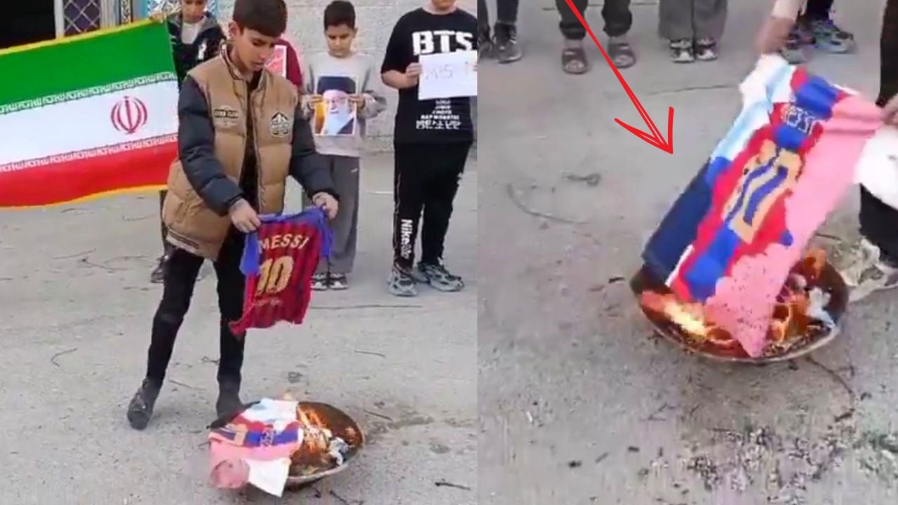 Niños de Irán queman camisetas de Messi
