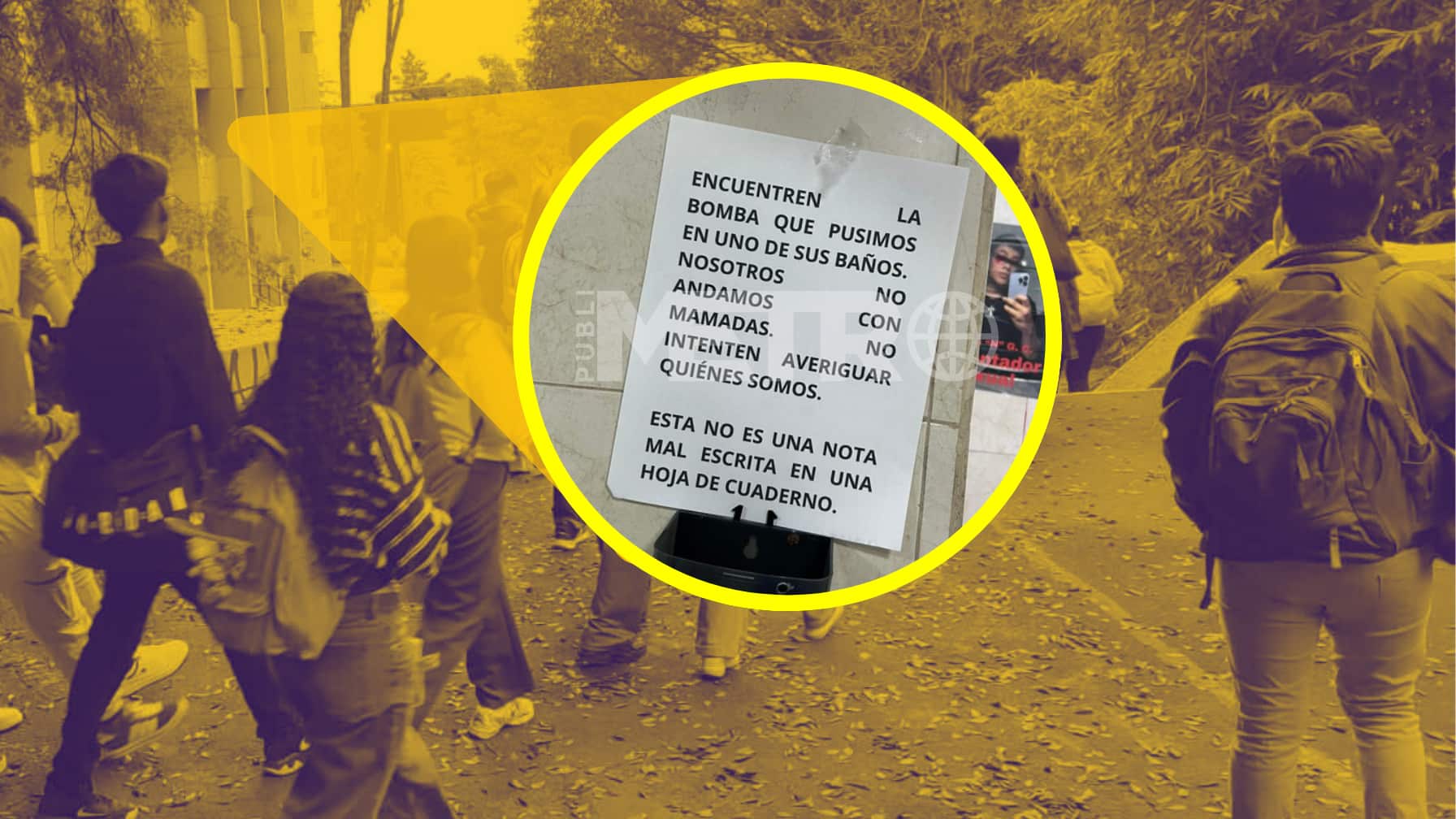 Publimetro obtuvo en exclusiva la fotografía del mensaje intimidante encontrado dentro de los sanitarios de la Facultad.