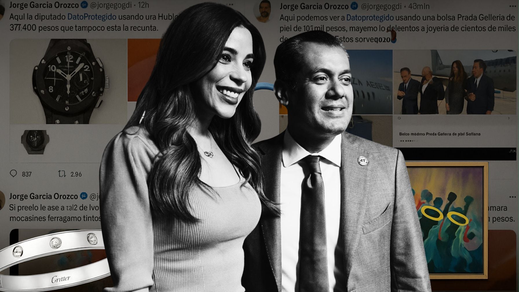 Relojes Cartier, Hublot y Corum destacan entre las piezas más caras de la colección personal.