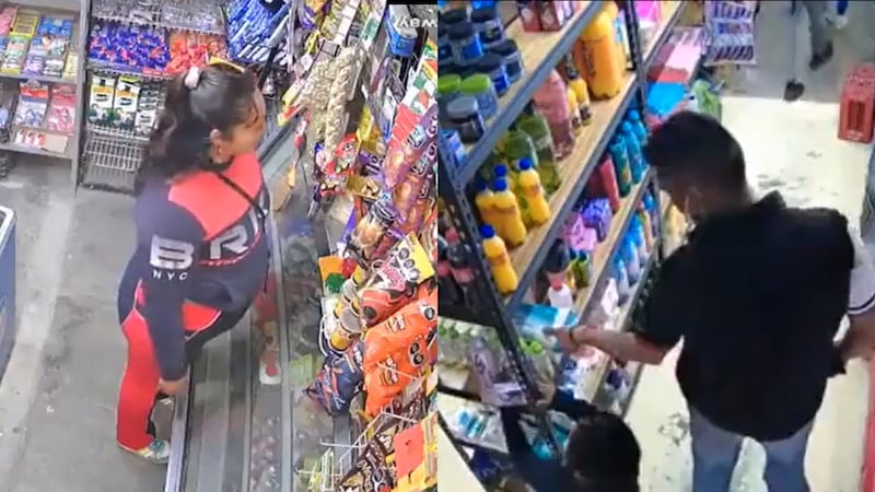 Una familia de ladrones asaltó una tienda de abarrotes en el Estado de México.
