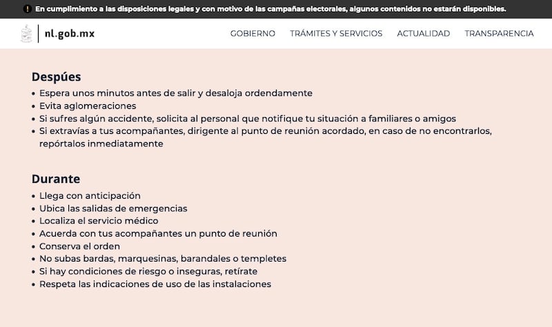 Recomendaciones para eventos masivos