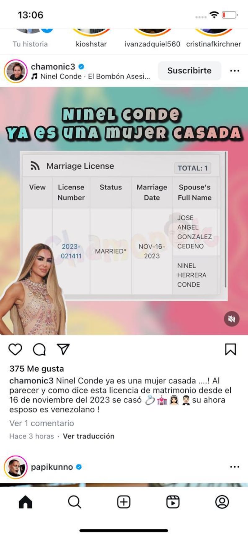 Filtran pruebas del nuevo matrimonio de Ninel Conde