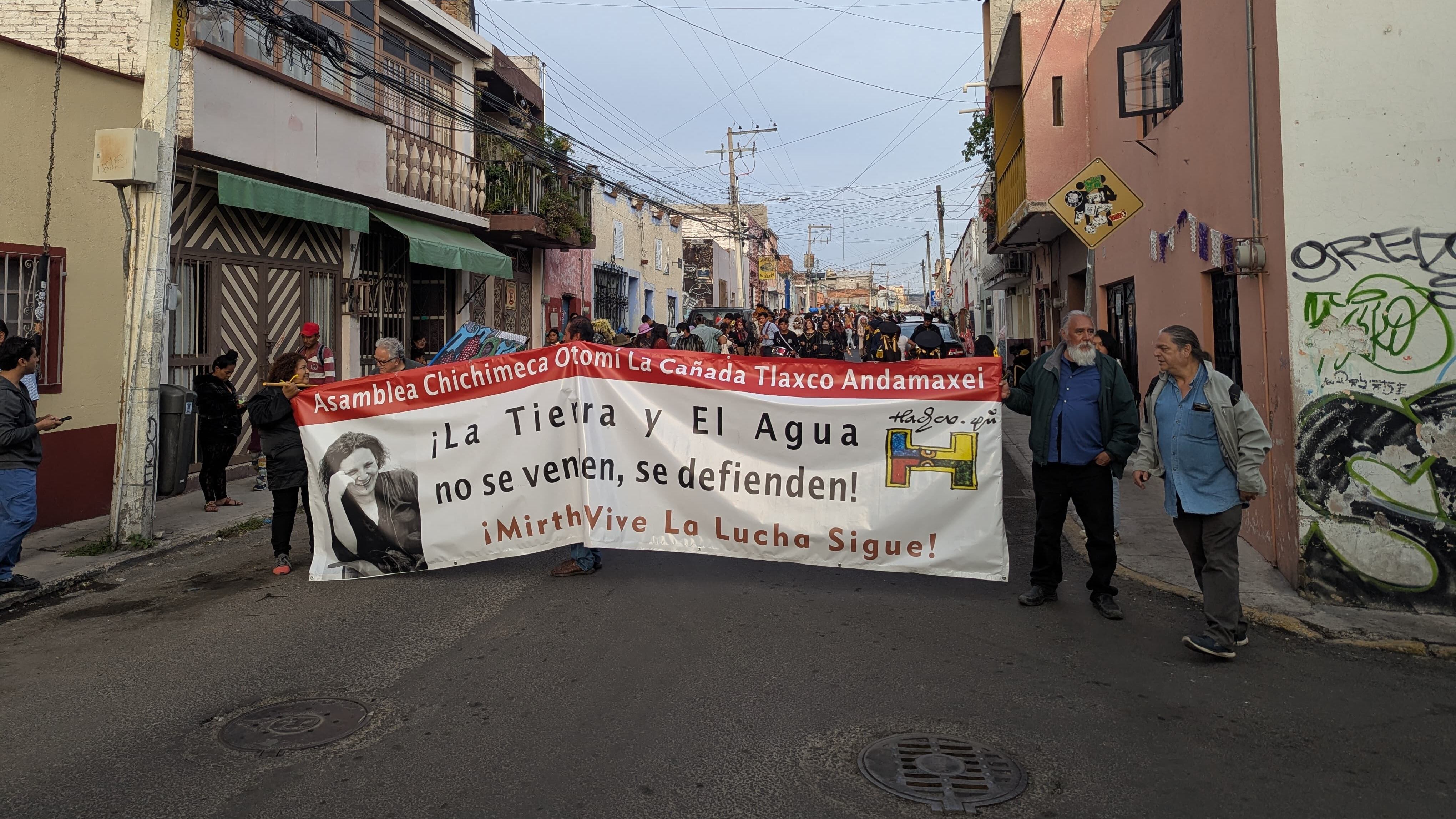 Marcha contra la gentrificación en el barrio de San Francisquito, municipio de Querétaro.