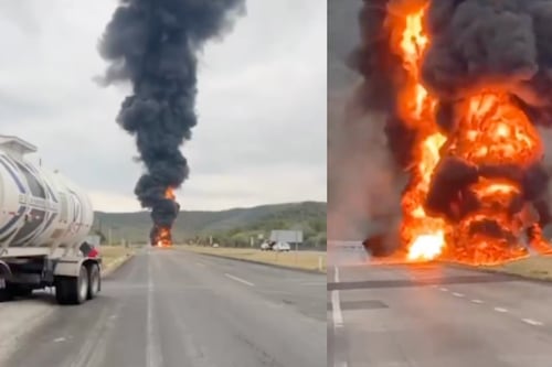 ¡Otra explosión en autopista! Pipa cargada con gasolina desata incendio en Nuevo León