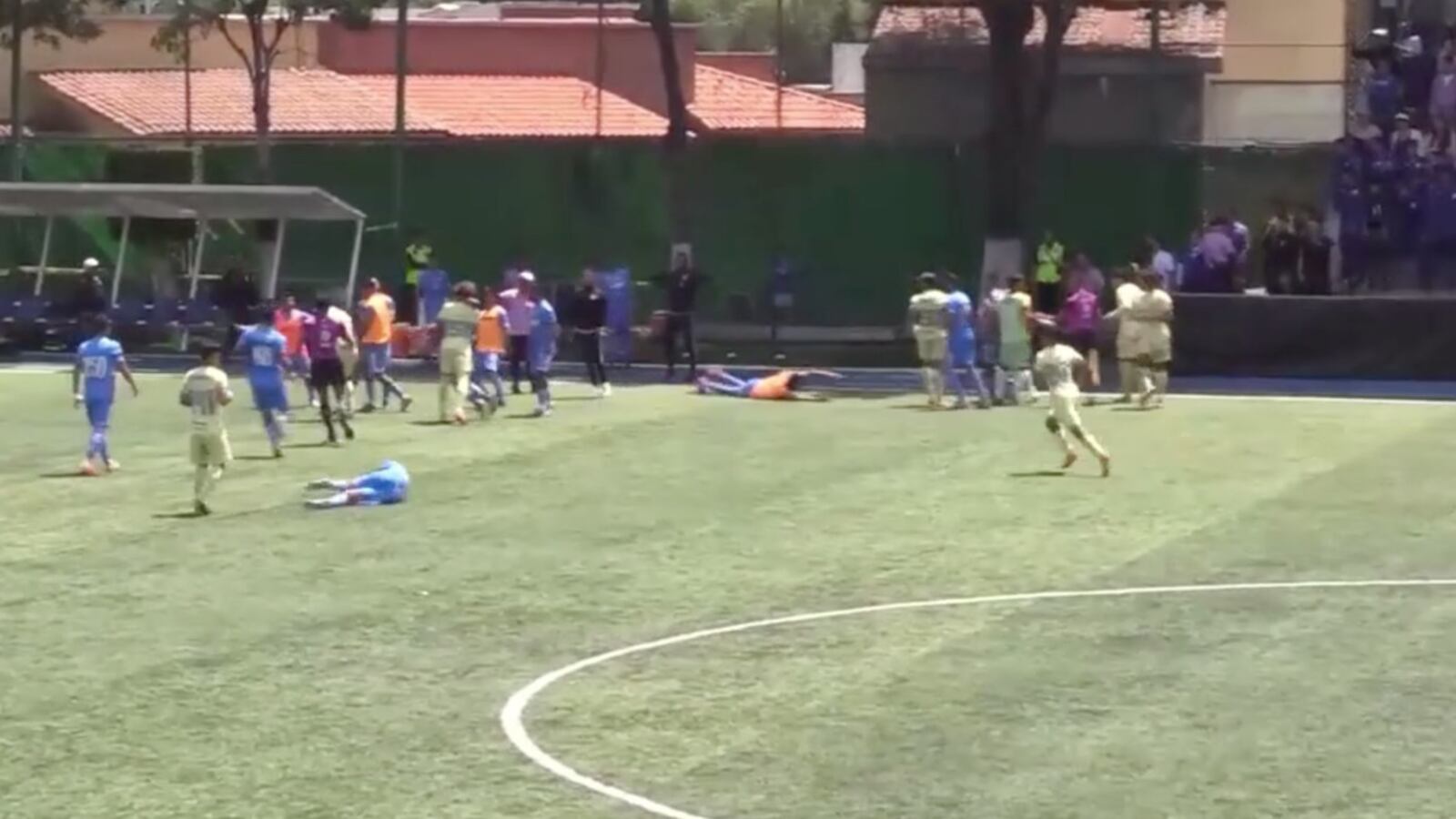 Pelea Cruz Azul vs América.