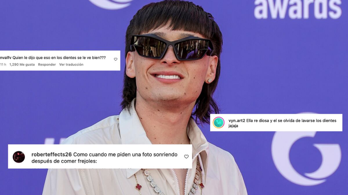 Peso Pluma desató críticas en redes sociales por presumir su nueva dentadura en los Pre-Grammys.