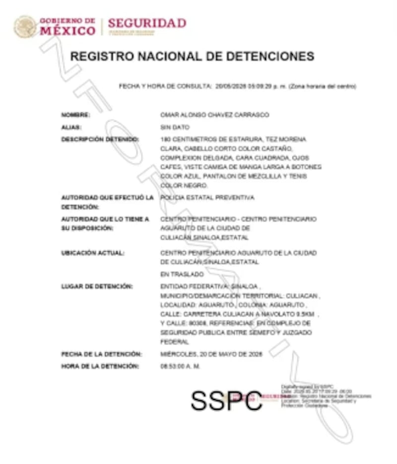 SSPC ficha de detención