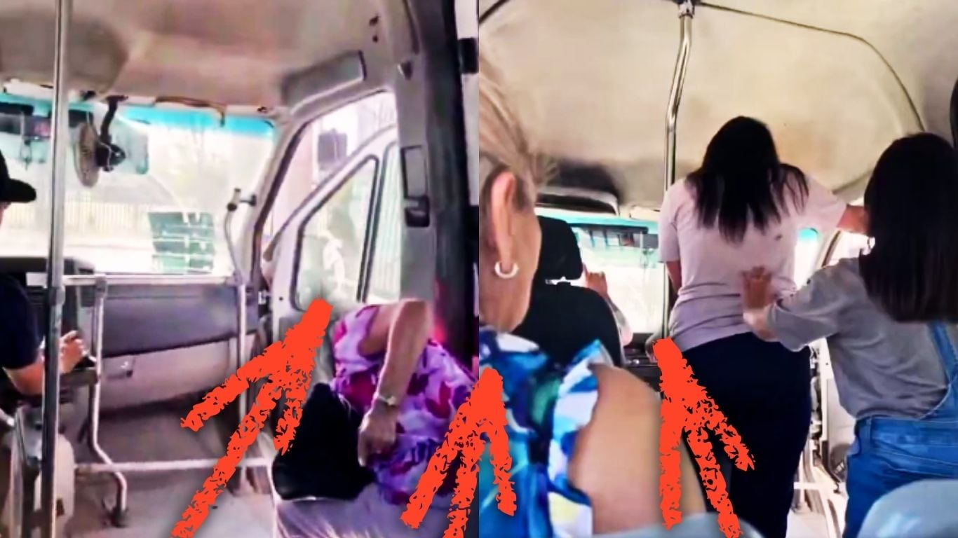 Mujer se roba la morralla de chofer