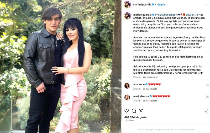 Maribel Guardia y su hijo Julián Figueroa