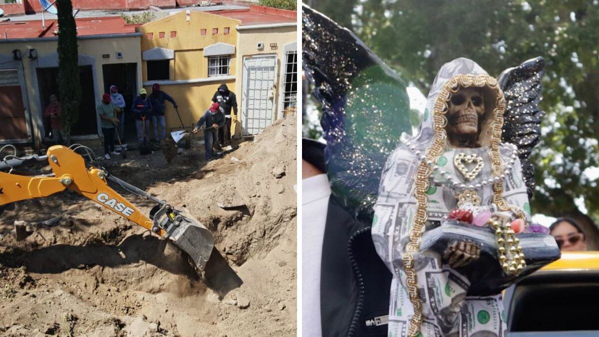 Hallan restos humanos debajo de altar de la Santa Muerte en casa del líder CJNG