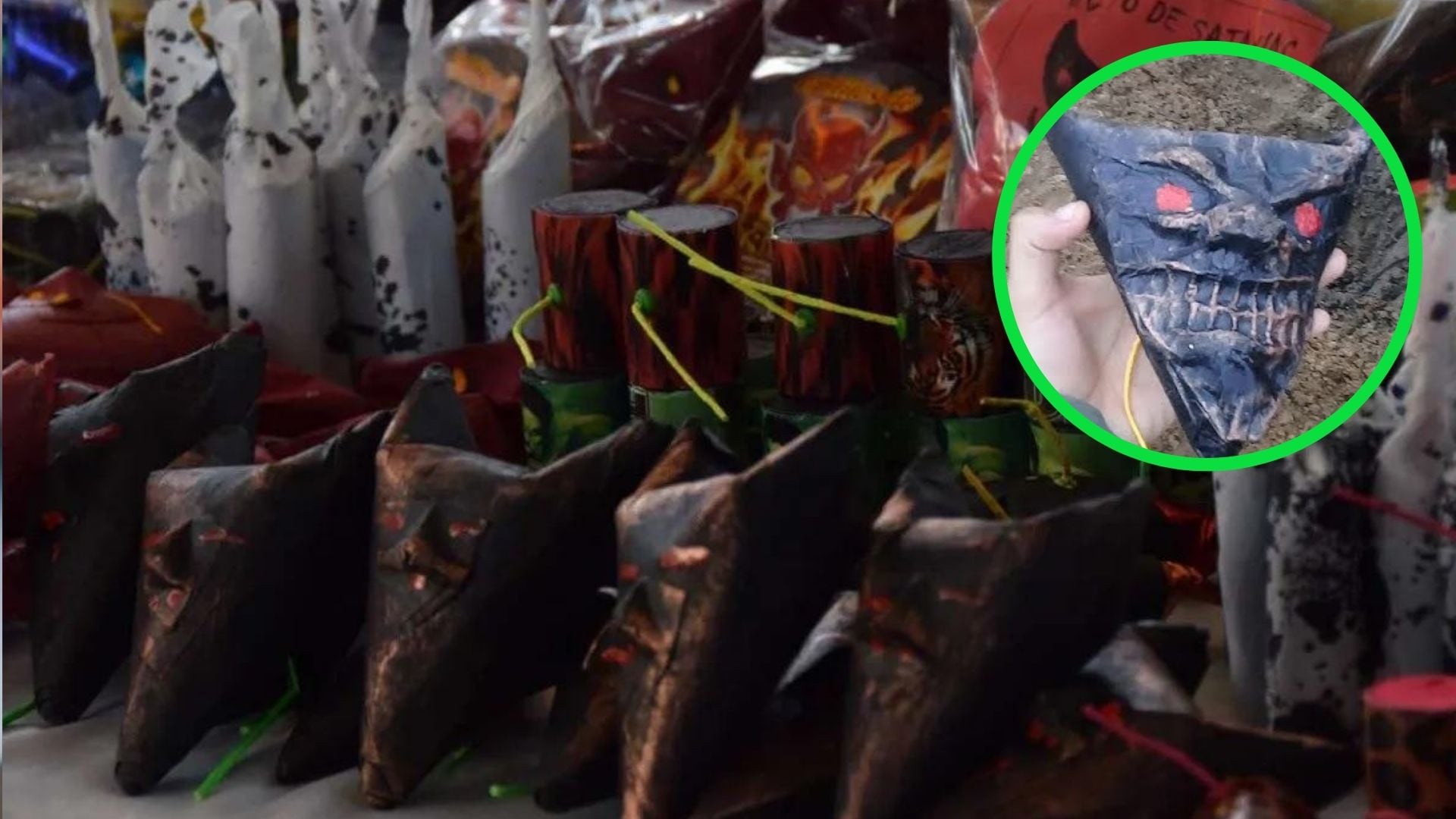 En el "Cara del Diablo", además de pólvora, los fabricantes incorporan óxido de aluminio y en algunos casos se sospecha que sustituyen la pólvora por dinamita.