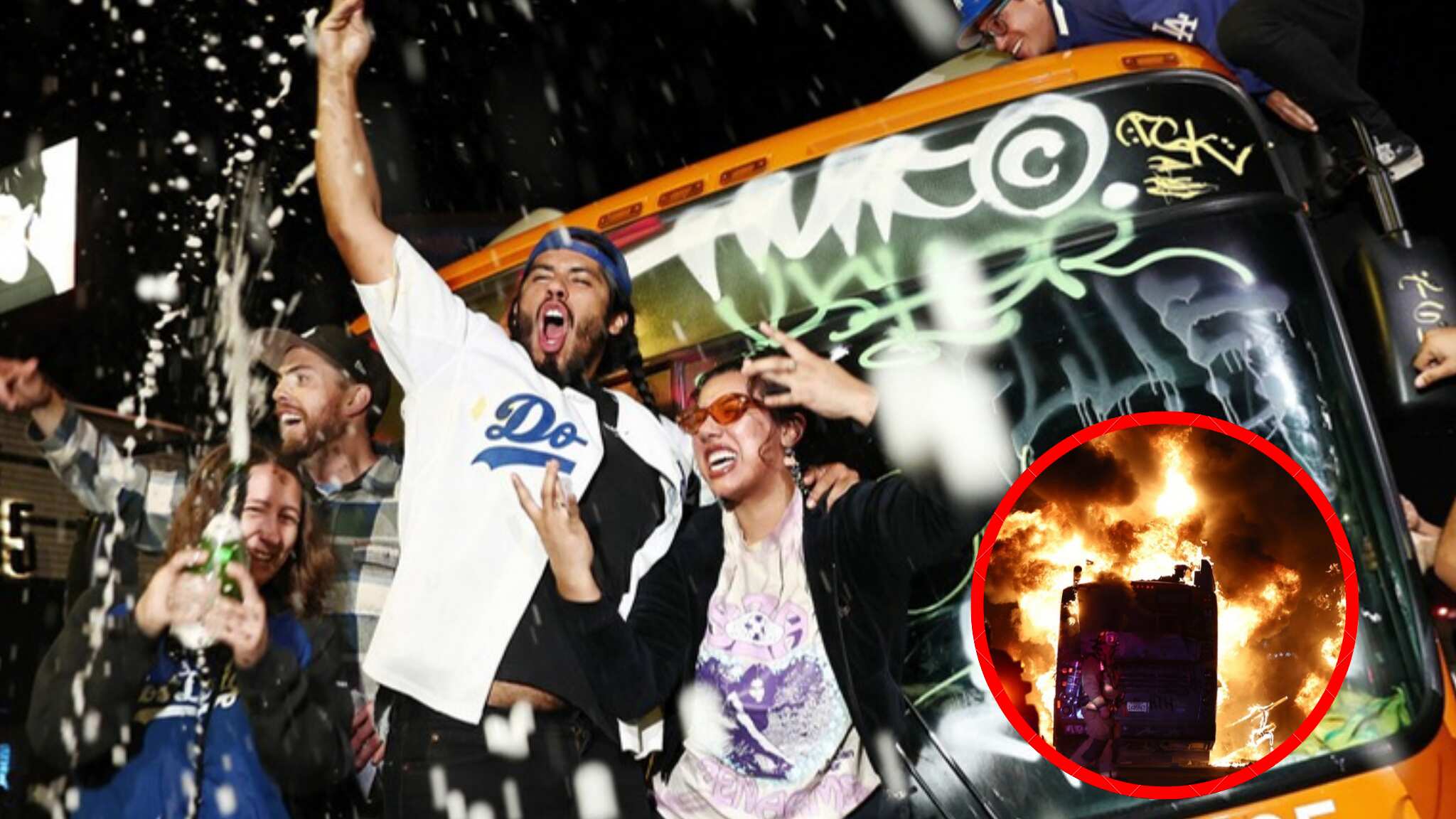 Aficionados de los Dodgers hacen destrozos en Los Angeles